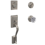 Schlage Custom Addison Matte Black Single Cylinder Door Handleset with Alexandria Glass Door Knob