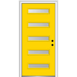 36 in. x 80 in. Davina Right-Hand Inswing 5-Lite Frosted Glass Painted Steel Prehung Front Door on 4-9/16 in. Frame - Super Arbor