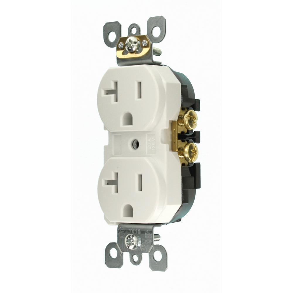 20 Amp Residential Grade Self Grounding Tamper Resistant Duplex Outlet, White - Super Arbor