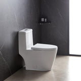 1-Piece Dual Flush 1.2 GPF/0.8 GPF Elongated High Efficiency Skirted Toilet All-in-One Toilet in White Seat Included - Super Arbor