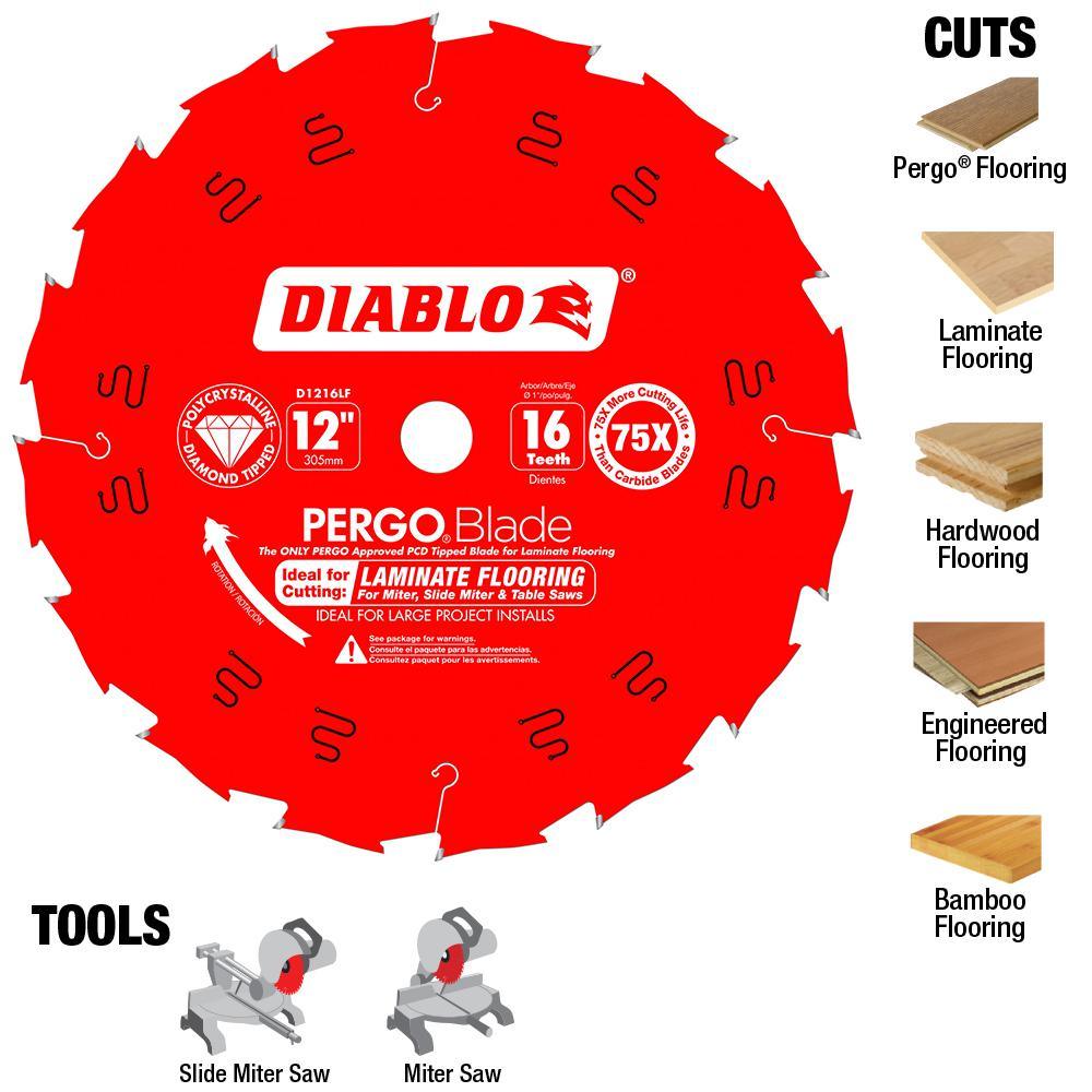 12 in. x 16-Tooth Polycrystalline-Diamond (PCD) Tipped Ultimate Flooring Blade - Super Arbor