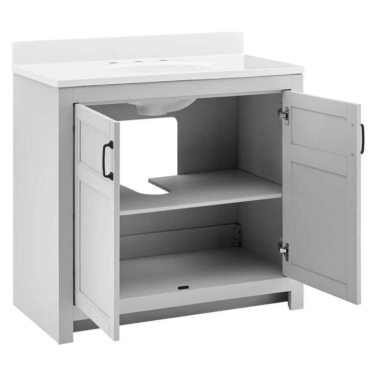 Style Selections Lowry 37-in Light Gray Single Sink Bathroom Vanity with White Acrylic Top