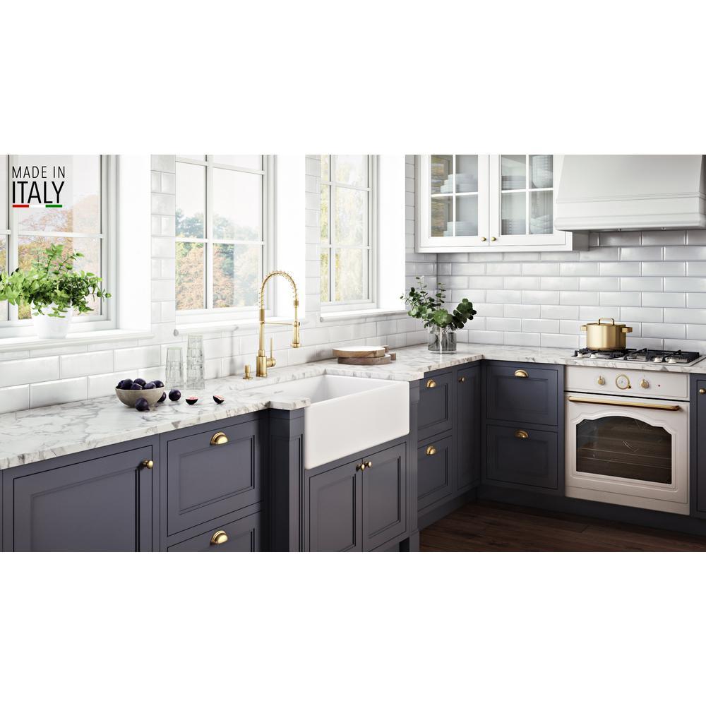 30 in. x 20 in. Fireclay Reversible Farmhouse Apron-Front Single Bowl Kitchen Sink in White - Super Arbor