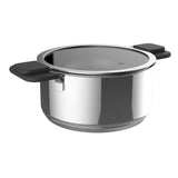 6-Piece Stainless Steel Inductive Pot Set with Straining and Hands-Free Glass Lids