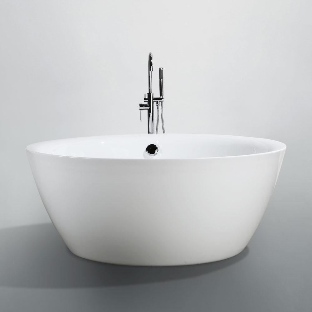 Pescara 59.04 in. Acrylic Flatbottom Non-Whirlpool Freestanding Bathtub in Glossy White - Super Arbor