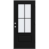 36 in. x 80 in. 1 Panel Left-Hand/Inswing 3/4 Lite Clear Glass Black Steel Prehung Front Door