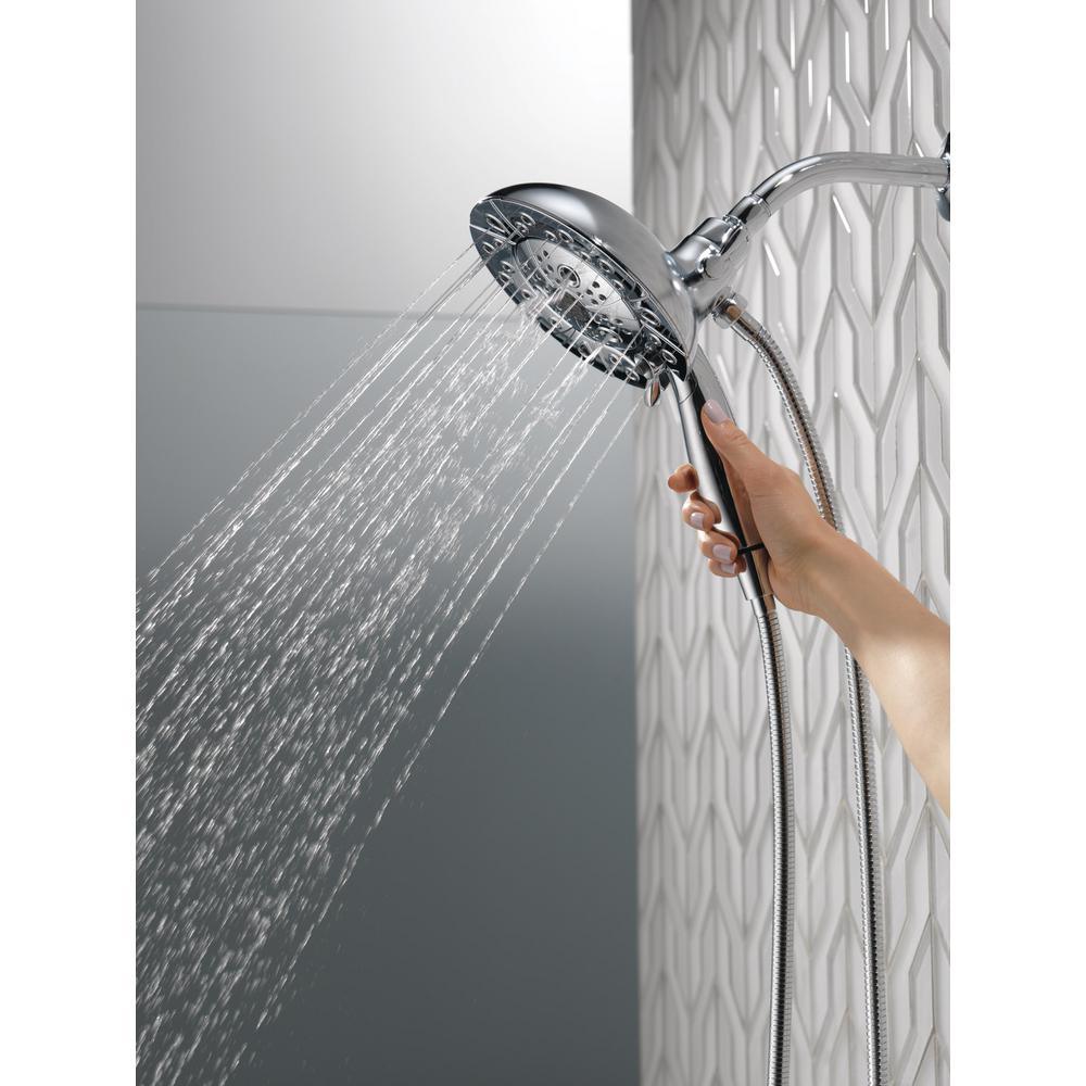 In2ition Two-in-One 5-Spray 6.9 in. Dual Wall Mount Fixed and Handheld H2Okinetic Shower Head in Chrome - Super Arbor