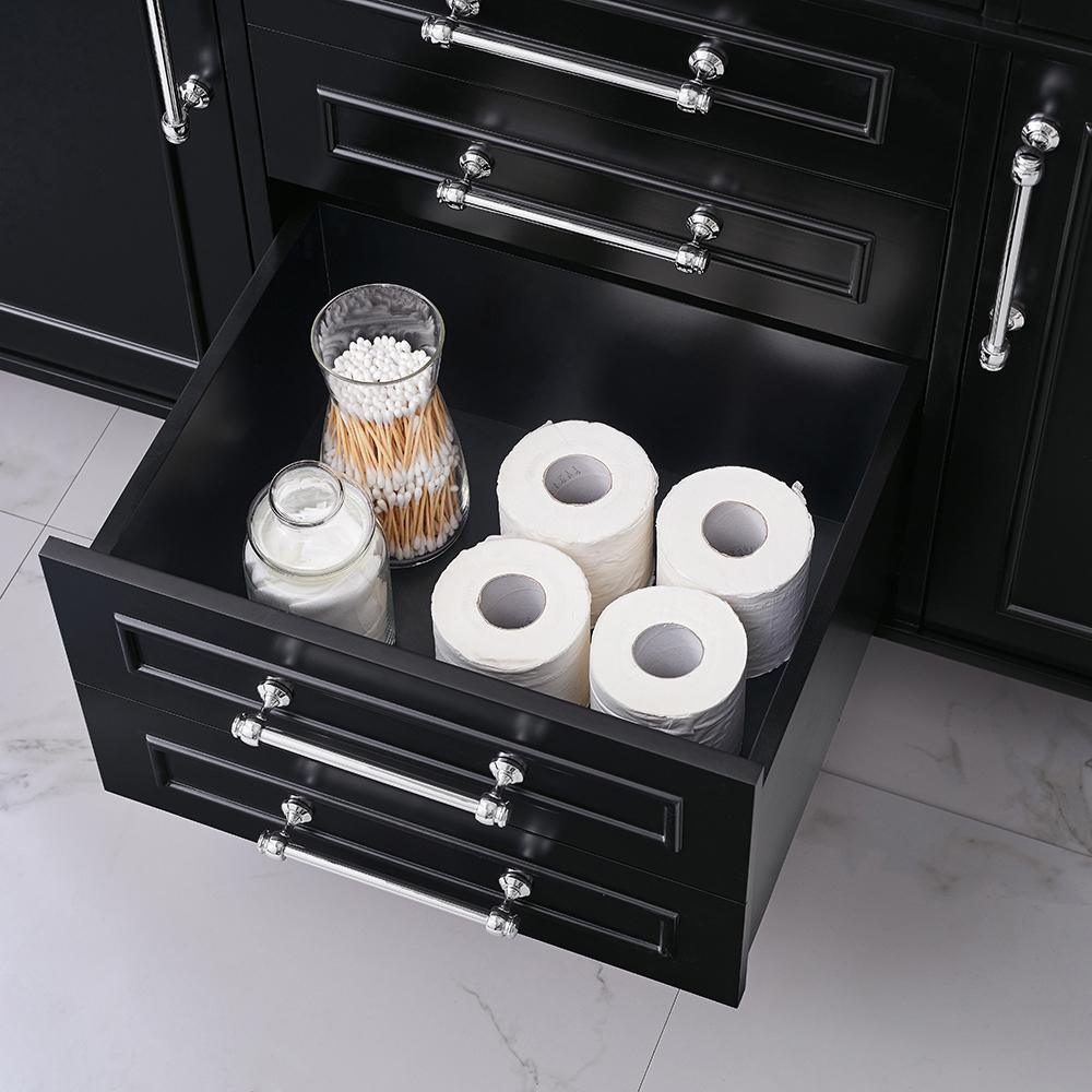 Aberdeen 60 in. W x 22 in. D Vanity in Black with Carrara Marble Top with White Sinks - Super Arbor