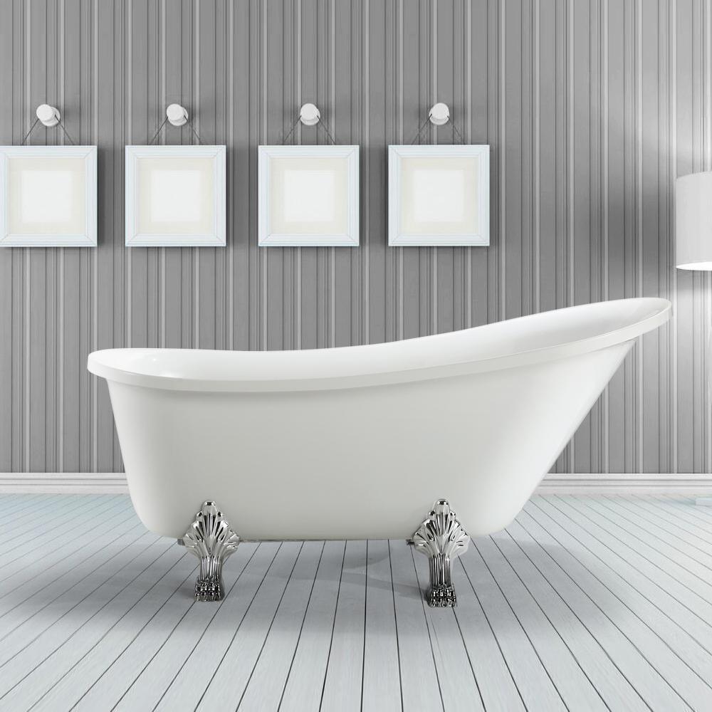 Jacqueline 5.7 ft. Acrylic Clawfoot Non-Whirlpool Bathtub in White - Super Arbor