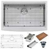 Apron-Front Stainless Steel 33 in. 16-Gauge Workstation Single Bowl Farmhouse Kitchen Sink - Super Arbor