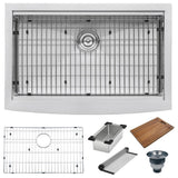Apron-Front Stainless Steel 30 in. 16-Gauge Workstation Single Bowl Farmhouse Kitchen Sink - Super Arbor