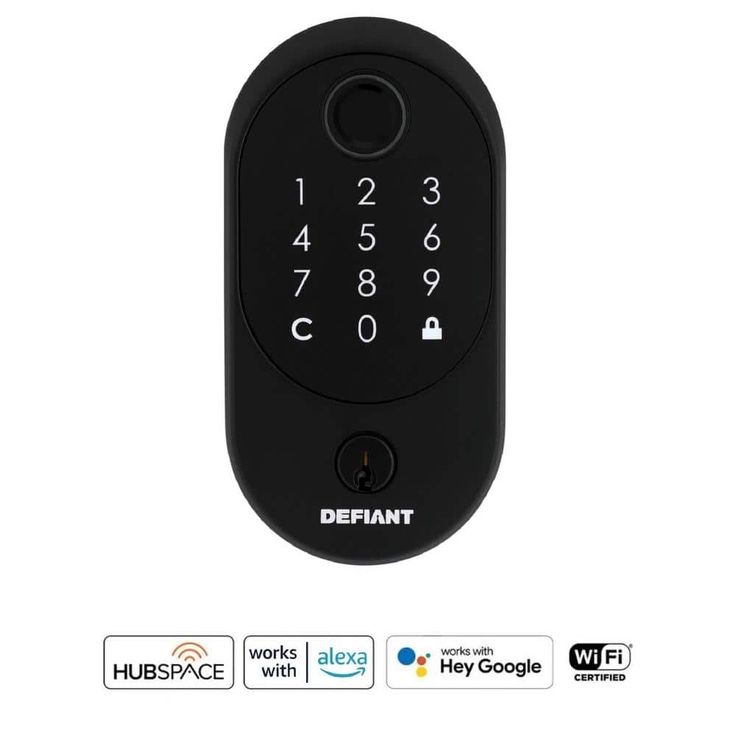 Defiant Hubspace Matte Black Round Biometric Fingerprint Electronic Touchpad Deadbolt