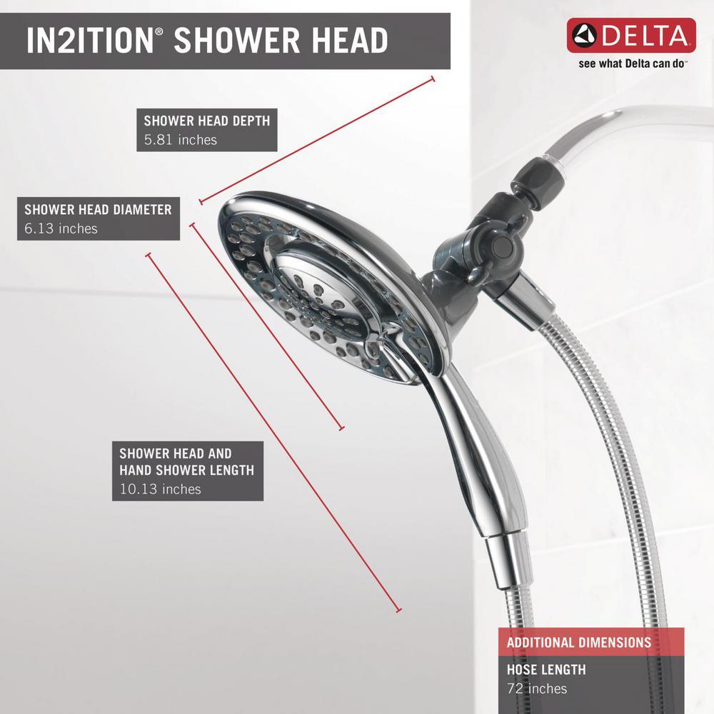 In2ition Two-in-One 4-Spray 6.1 in. Dual Wall Mount Fixed and Handheld Shower Head in Chrome - Super Arbor