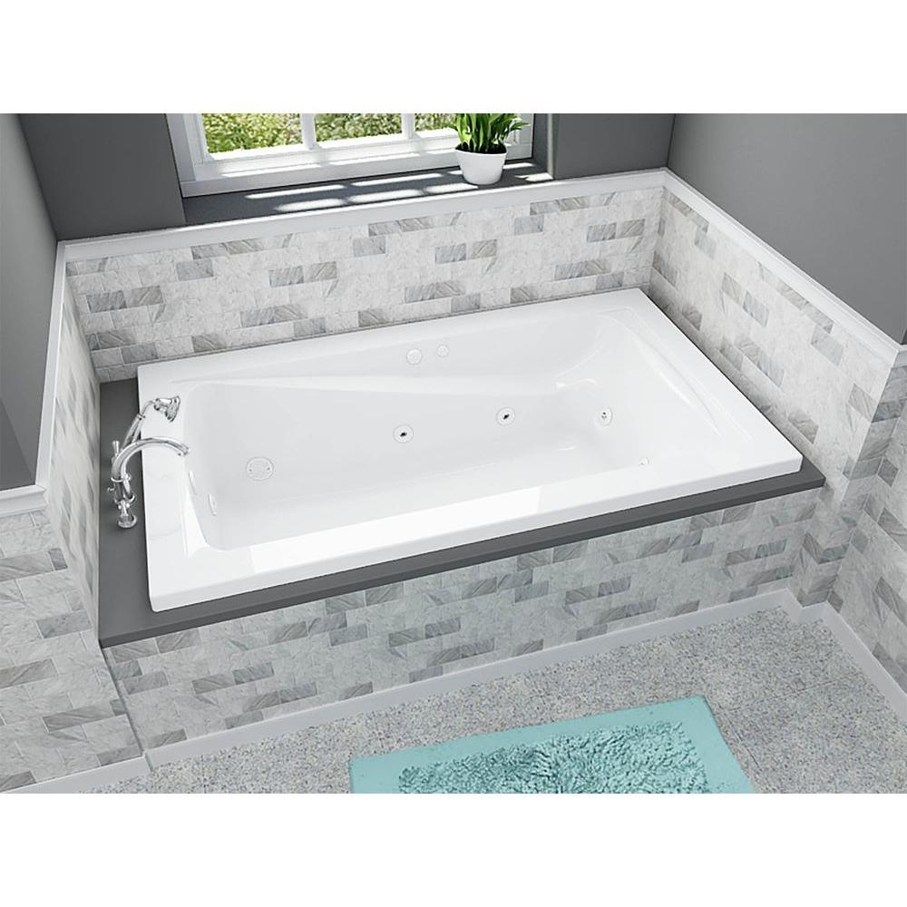 Green Tea 72 in. x 42 in. Reversible Drain EcoSilent EverClean Whirlpool Tub in White - Super Arbor