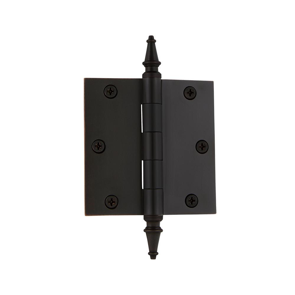 3.5 in. Polished Brass Steeple Tip Residential Hinge with 5/8 in. Radius Corners - Super Arbor