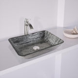 VIGO Titanium Handmade Glass Rectangle Vessel Bathroom Sink in Slate Grey
