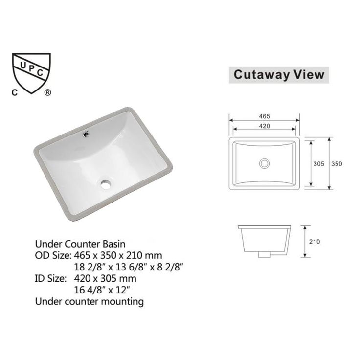 Boyel Living 18 in. x 14 in. Vessel Sink Rectangle Undermount Bathroom Sink White