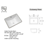 Boyel Living 18 in. x 14 in. Vessel Sink Rectangle Undermount Bathroom Sink White