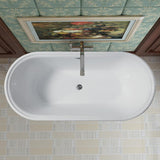 Versailles 59 in. Acrylic Flatbottom Freestanding Bathtub in White - Super Arbor