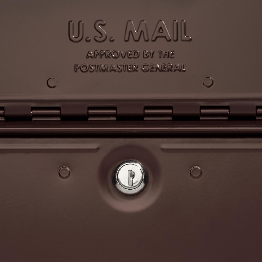 Oasis Eclipse Rubbed Bronze Post Mount Locking Parcel Mailbox with Silver Flag - Super Arbor