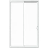 JELD-WEN 96-in x 80-in 4-9/16-in Low-e White Vinyl Sliding Right-Hand Sliding Double Patio Door Screen Included