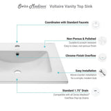 24 in. Ceramic Single Faucet Hole Vanity Top in White with White Basin - Super Arbor
