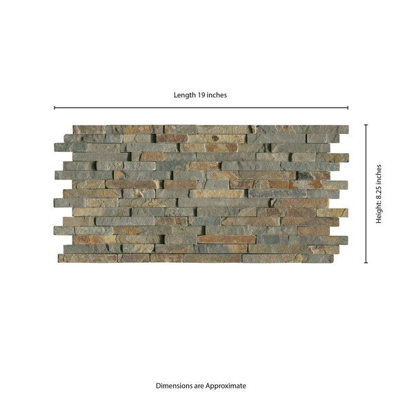 MSI Rustique Interlocking 8 in. x 18 in. x 10mm Slate Mesh-Mounted Mosaic Wall Tile (10 sq. ft. / Case)