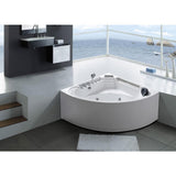 Daisy 53 in. Acrylic Drain Center Corner Alcove Whirlpool Bathtub in White - Super Arbor