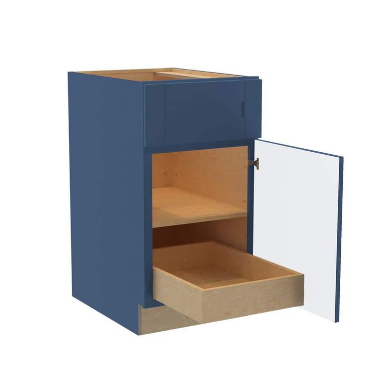 Home Decorators Collection Washington Vessel Blue Plywood Shaker Assembled Base Kitchen Cabinet FH 1 ROT Sft Cls R 18 in W x 24 in D x 34.5 in H