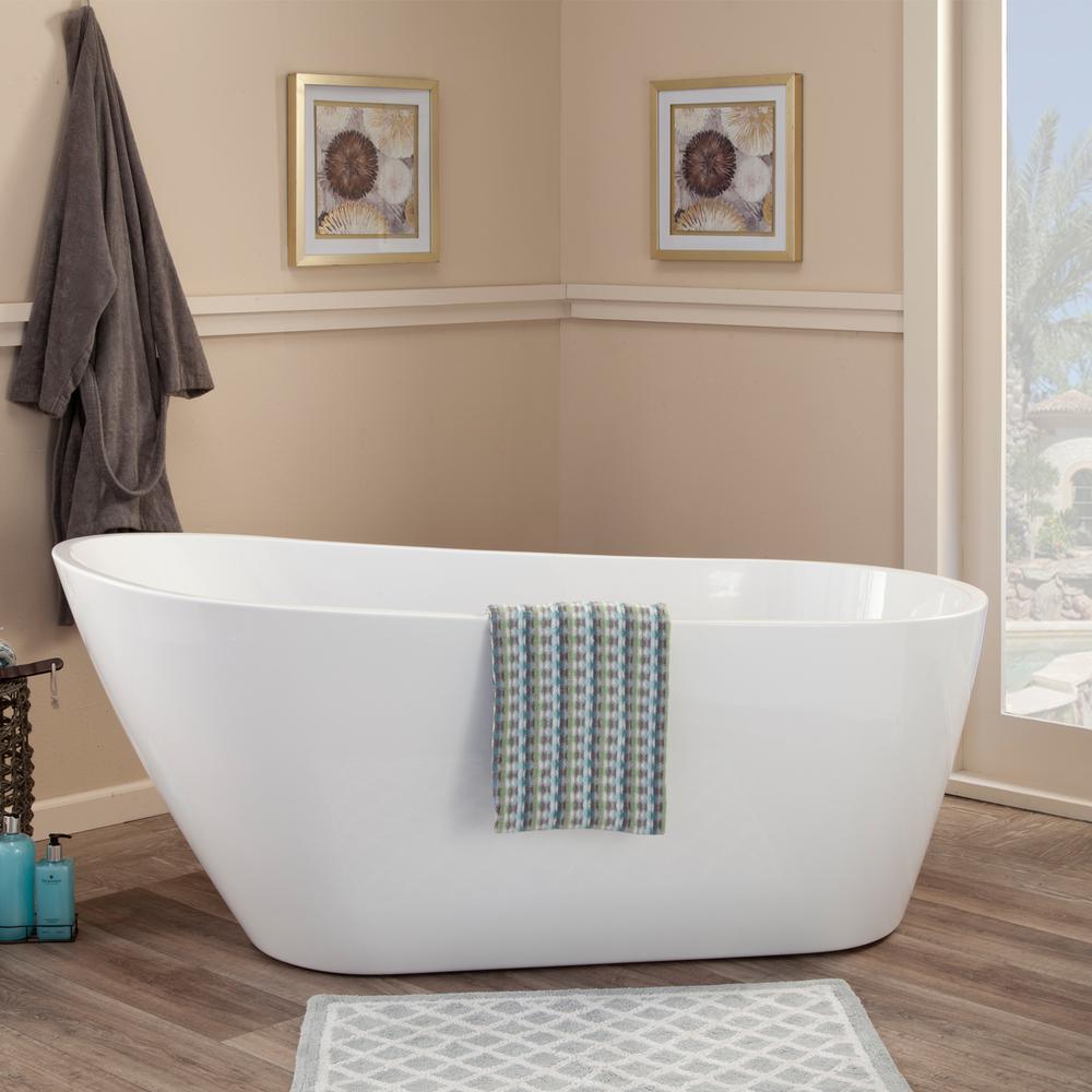 Shaia 67 in. Acrylic Flatbottom Non-Whirlpool Soaking Bathtub in White - Super Arbor