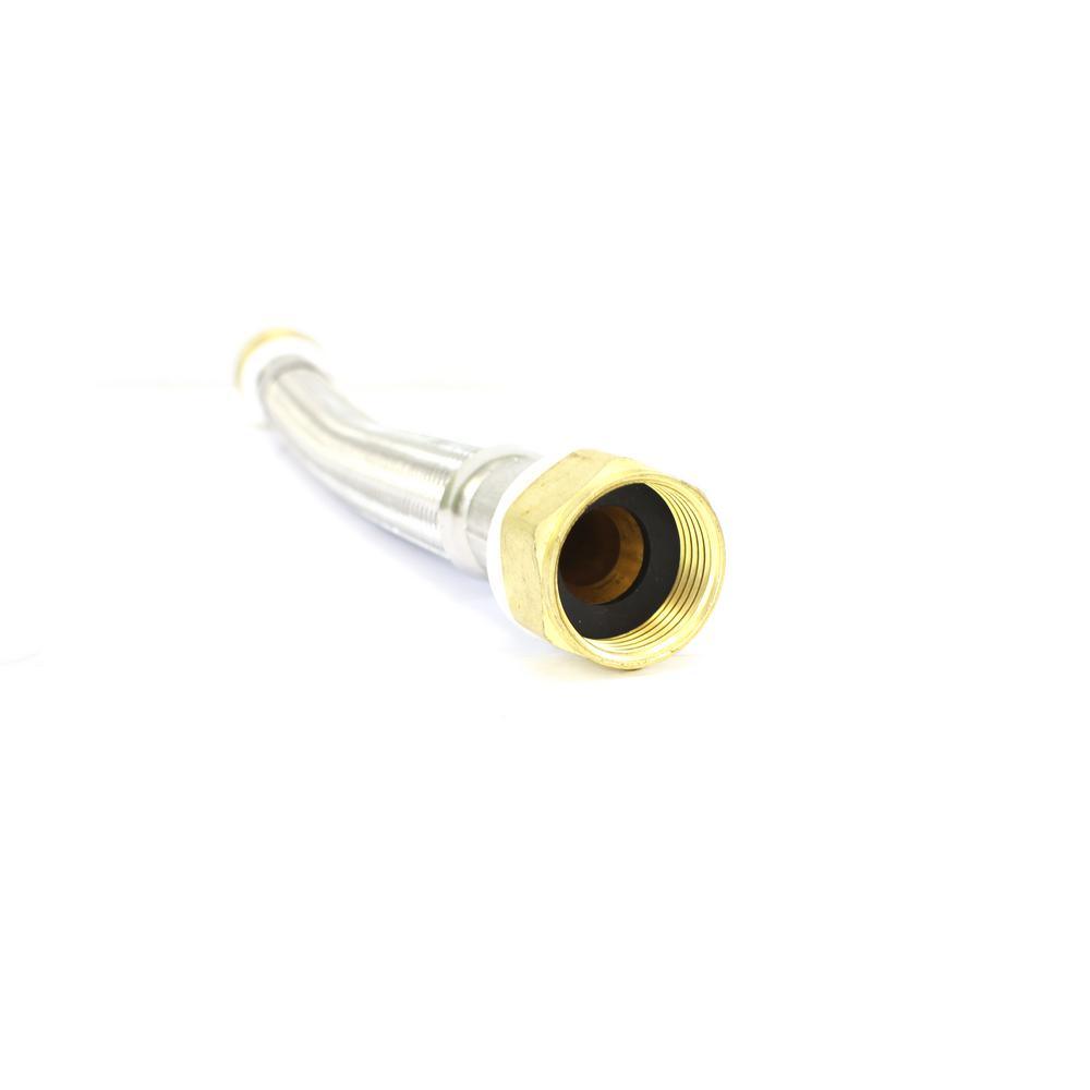 3/4 in. Push-to-Connect x 3/4 in. FIP x 12 in. Braided Stainless Steel Water Heater Connector - Super Arbor