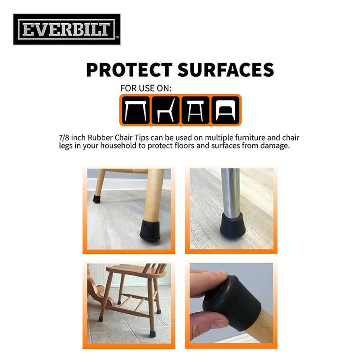 7/8 in. Black Rubber Leg Tips (4 per Pack)