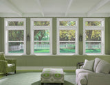 RELIABILT 150 Series New Construction 31-1/2-in x 35-1/2-in x 3-1/4-in Jamb White Vinyl Low-e Argon Single Hung Window with Grids Half Screen Included