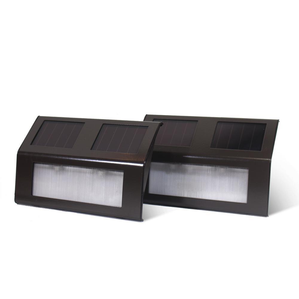 Bronze Solar-Powered Step Lights (2-Pack) - Super Arbor