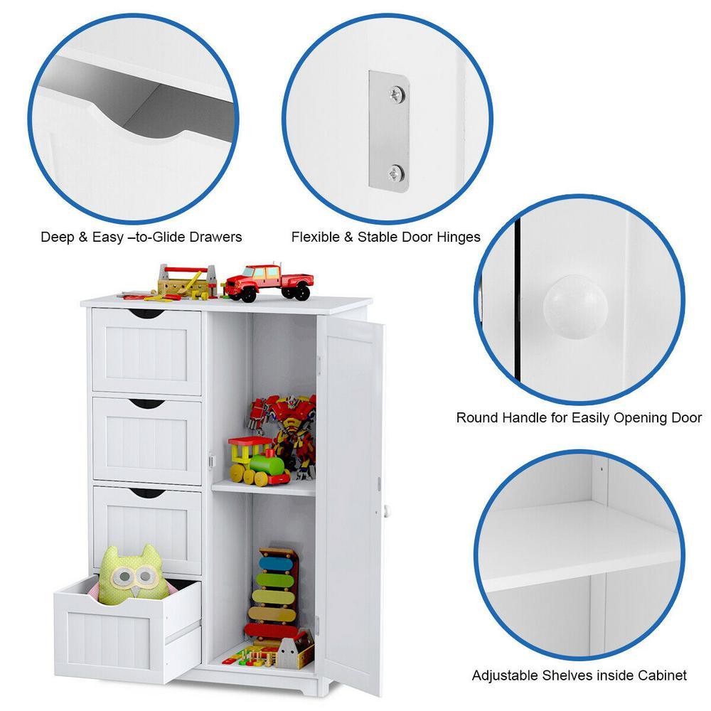 Decora Ready to Assemble 12 in. x 32 in. x 22 in. Wooden 4-Drawer Bath Cabinet Storage Cupboard with 2-Shelves in White - Super Arbor