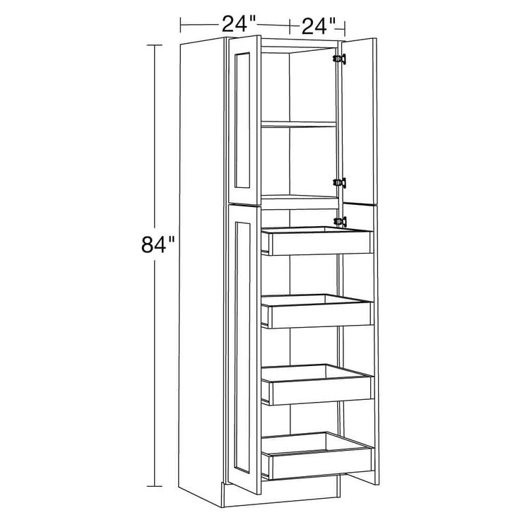 Home Decorators Collection Newport 24 in. W x 24 in. D x 84 in. H Assembled Plywood Pantry Kitchen Cabinet in Pearl Gray with 4ROT Soft Close