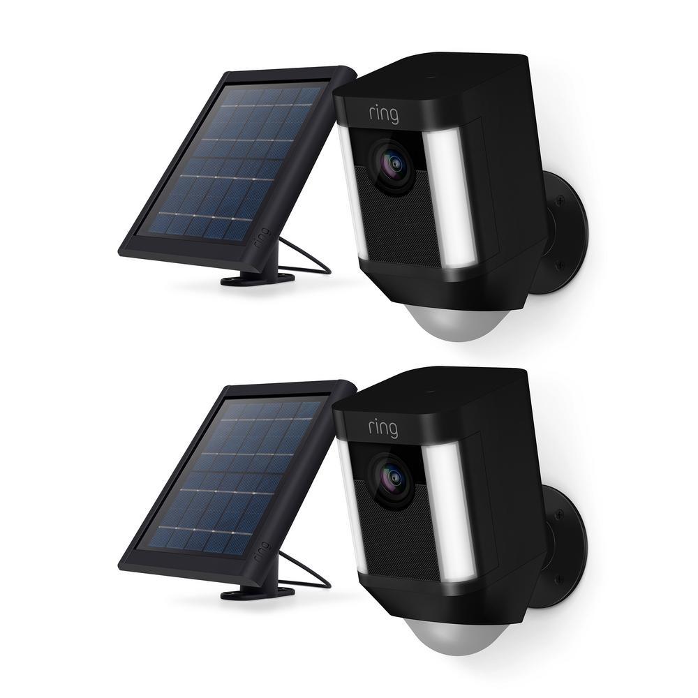 Spotlight Cam Solar Outdoor Security Wireless Standard Surveillance Camera in White (2-pack) - Super Arbor