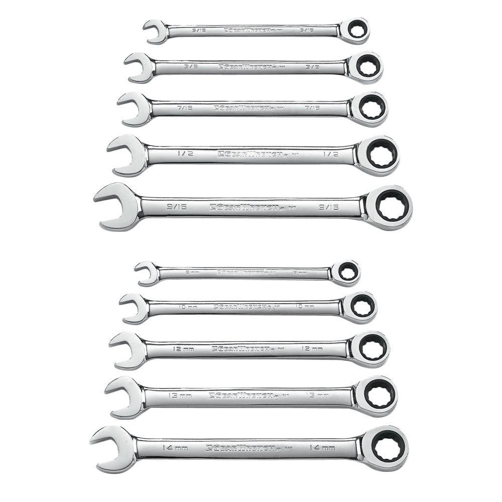 SAE/Metric Combination Ratcheting Wrench Set (20-Piece) - Super Arbor