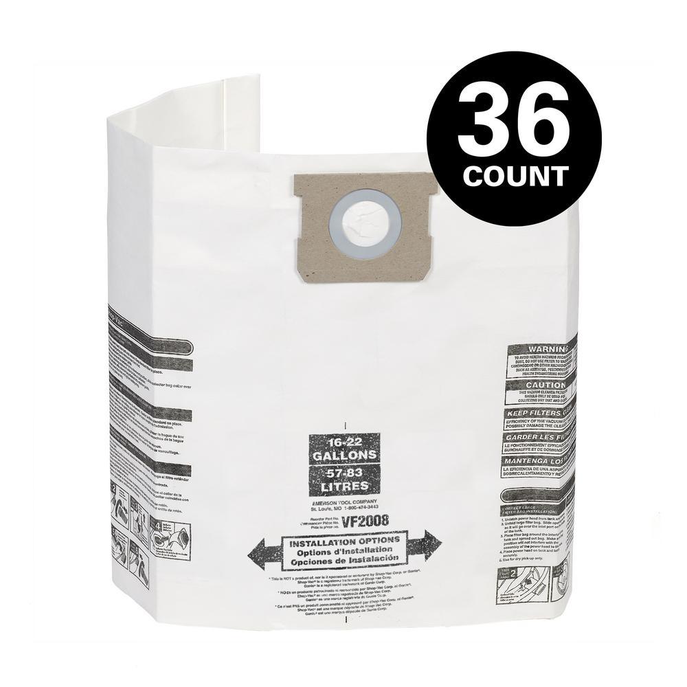 15 Gal. to 22 Gal. Dust Collection Bags for Genie and Shop-Vac Wet/Dry Vacuums (3-Pack) - Super Arbor