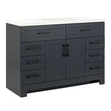 Style Selections Cauley 48-in Deep Blue Single Sink Bathroom Vanity with White Cultured Marble Top