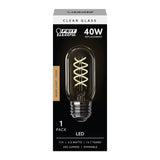 Feit Electric 40-Watt Equivalent T14 Dimmable LED Clear Glass Vintage Edison Light Bulb With Spiral Filament Warm White (12-Pack)