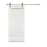 Z Series 30 in. x 84 in. White Knotty Pine Wood Interior Sliding Barn Door with Hardware Kit - Super Arbor