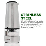 Stainless Steel Silver 2-in-1 Automatic Electric Salt and Pepper Grinder, Battery Operated, 6 AAA