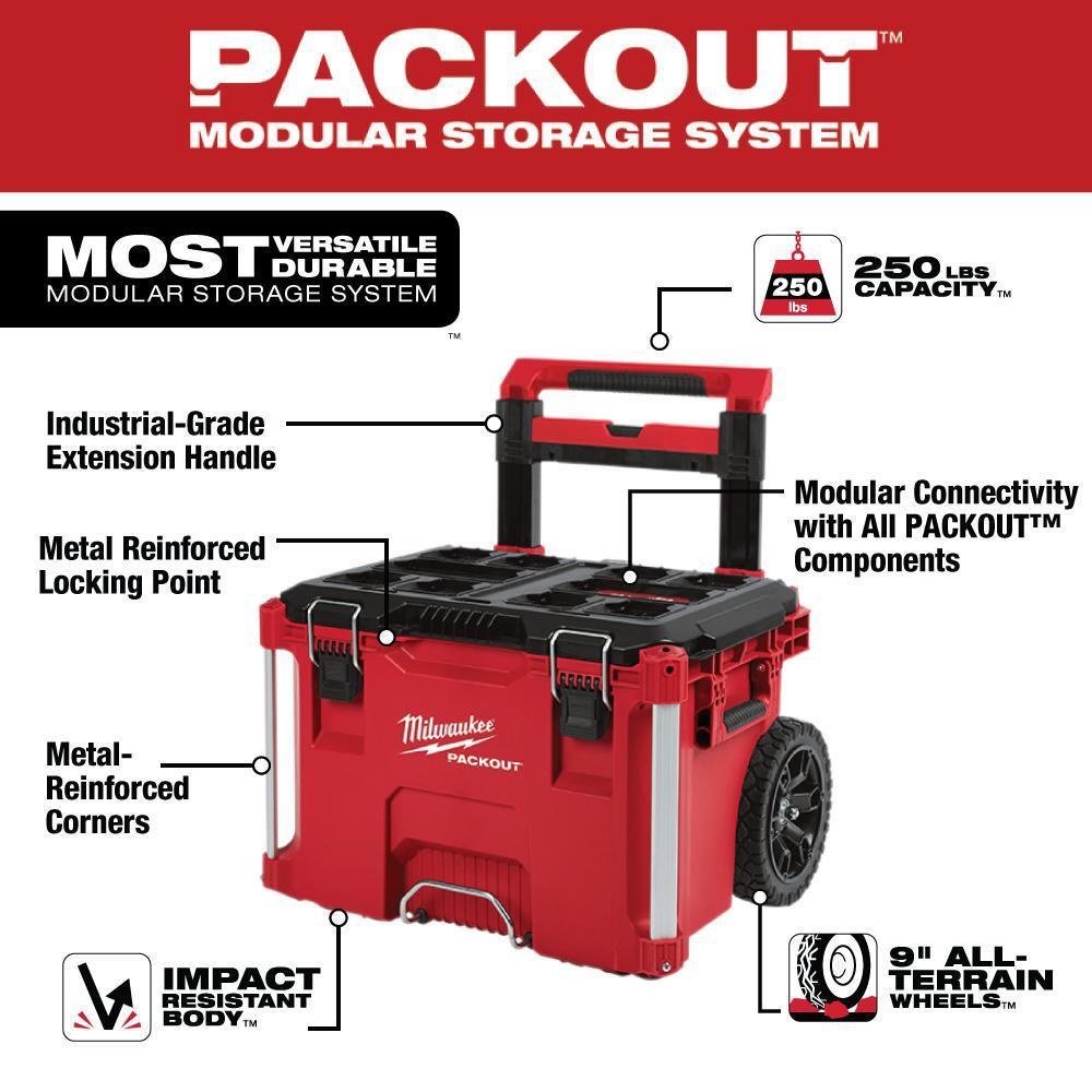 M18 18-Volt Lithium-Ion Cordless Combo Tool Kit (6-Tool) with Hole Saw Set (13-Piece) and PACKOUT Rolling Tool Box - Super Arbor