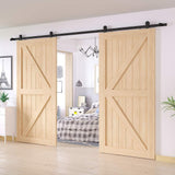10 ft. /120 in. Top Mount Sliding Barn Door Hardware Track Kit for Double Doors with Non-Routed Floor Guide - Super Arbor