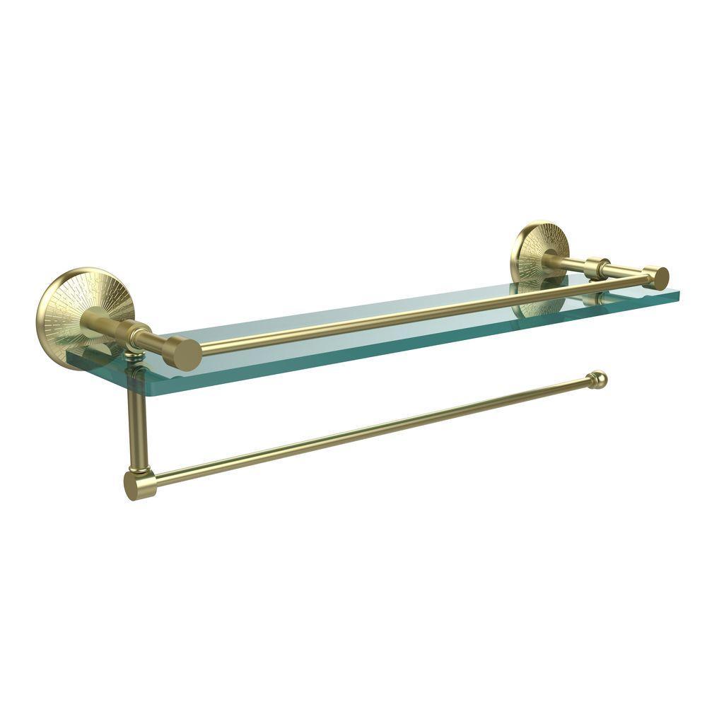 22 in. L x 5 in. H x 5 in. W Paper Towel Holder with Gallery Clear Glass Shelf in Venetian Bronze - Super Arbor