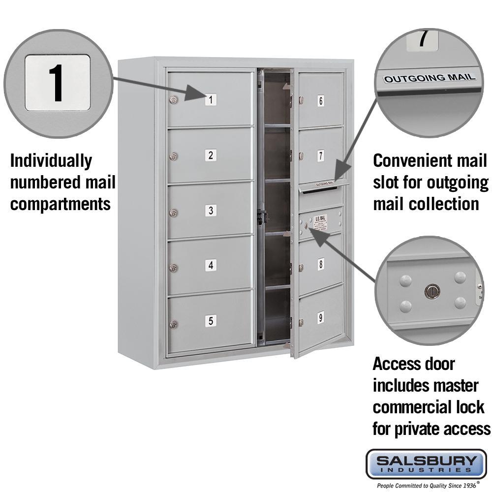 3800 Horizontal Series 9-Compartment Surface Mount Mailbox - Super Arbor