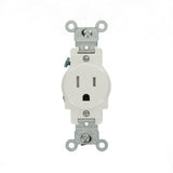 15 Amp Commercial Grade Tamper Resistant Single Outlet, White - Super Arbor