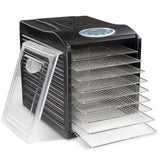 Stainless Steel Tray Food Dehydrator Machine 9 Trays 660w Digital Timer & Temperature Control, Auto Shutoff 95F to 158F