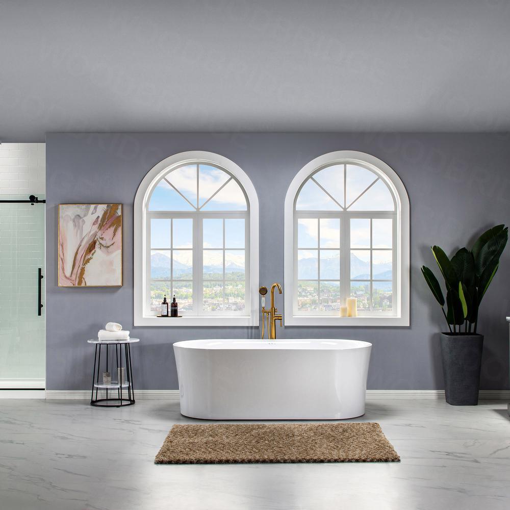 Diana 67 in. Acrylic Freestanding Double Ended Air Bath Bathtub with Drain and Overflow Included in White